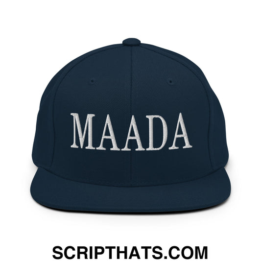 MAADA Make America A Democracy Again Embroidered Flat Bill Brim Snapback Hat Dark Navy
