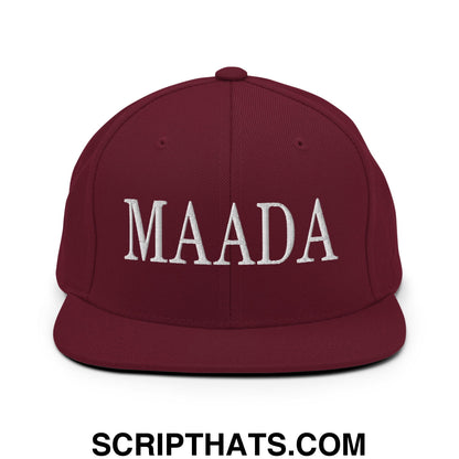 MAADA Make America A Democracy Again Embroidered Flat Bill Brim Snapback Hat Maroon