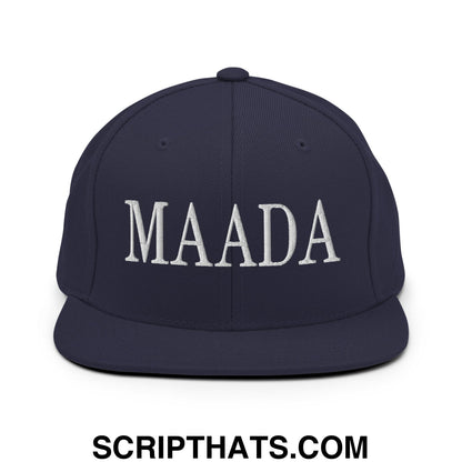 MAADA Make America A Democracy Again Embroidered Flat Bill Brim Snapback Hat Navy