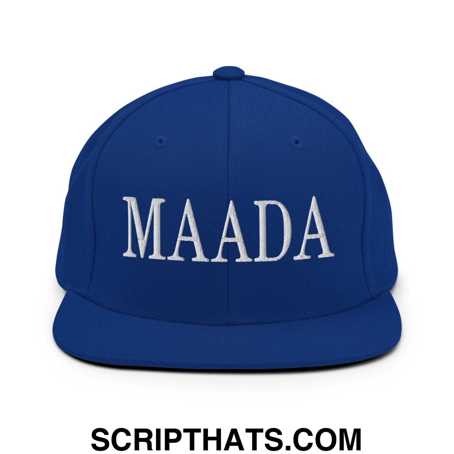 MAADA Make America A Democracy Again Embroidered Flat Bill Brim Snapback Hat Royal Blue