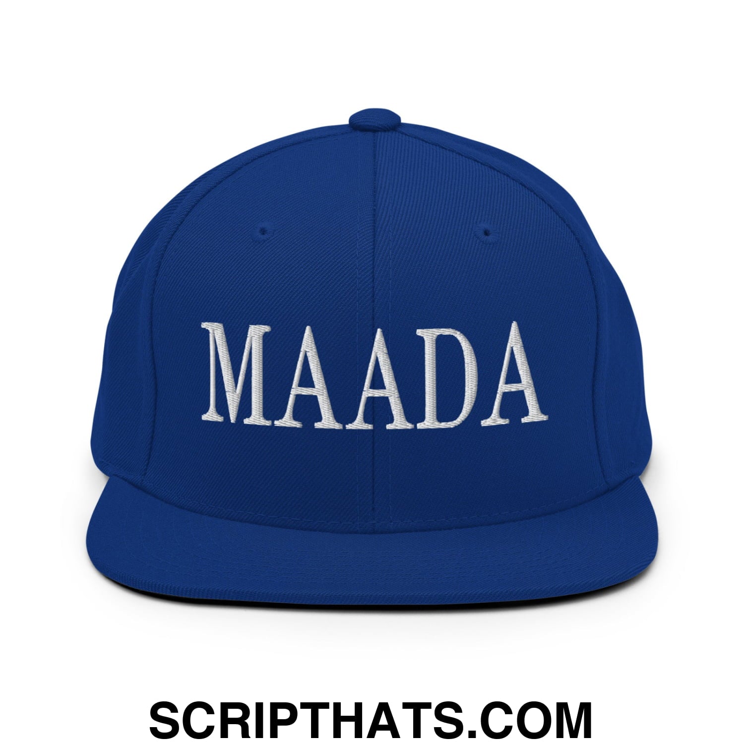 MAADA Make America A Democracy Again Embroidered Flat Bill Brim Snapback Hat Royal Blue