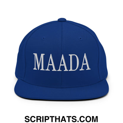 MAADA Make America A Democracy Again Embroidered Flat Bill Brim Snapback Hat Royal Blue