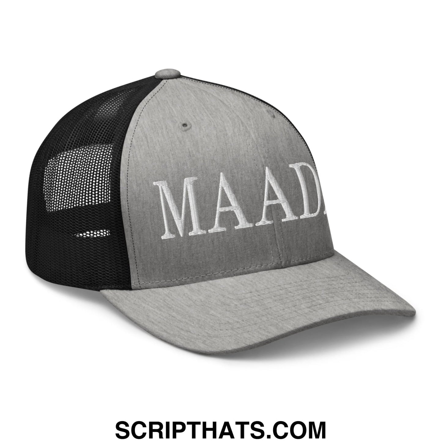 MAADA Make America A Democracy Again Embroidered Mesh Trucker Hat Heather Black