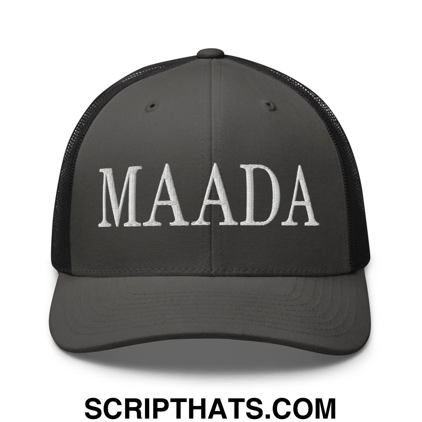 MAADA Make America A Democracy Again Embroidered Mesh Trucker Hat Charcoal Black