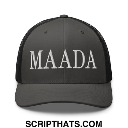 MAADA Make America A Democracy Again Embroidered Mesh Trucker Hat Charcoal Black