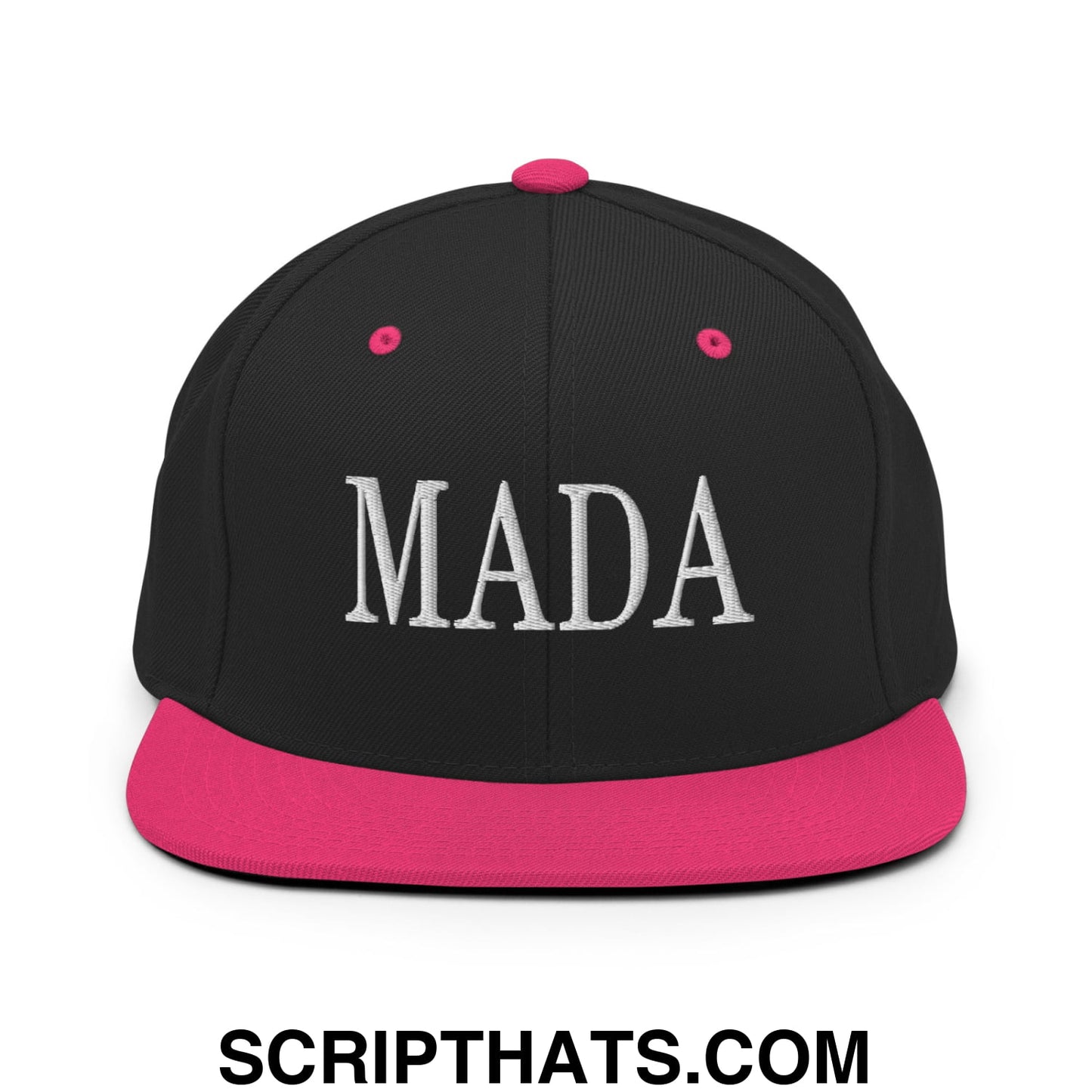 MADA Make America Democrat Again Embroidered Flat Bill Brim Snapback Hat Black Neon Pink