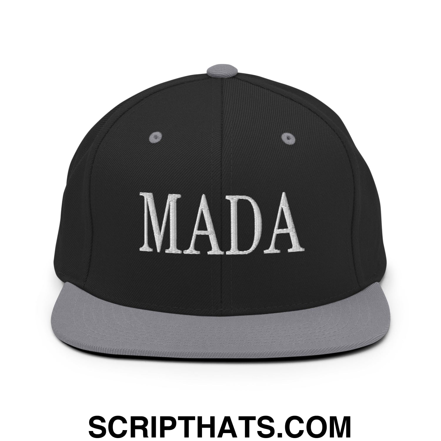 MADA Make America Democrat Again Embroidered Flat Bill Brim Snapback Hat Black Silver