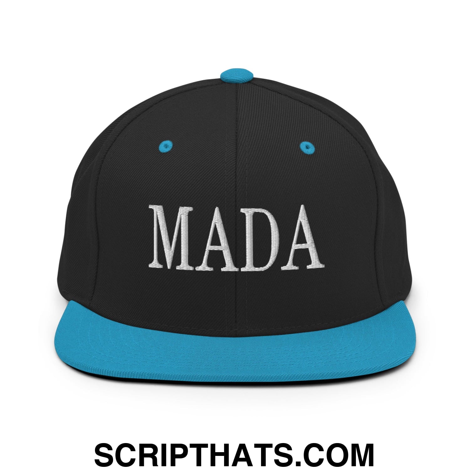 MADA Make America Democrat Again Embroidered Flat Bill Brim Snapback Hat Black Teal