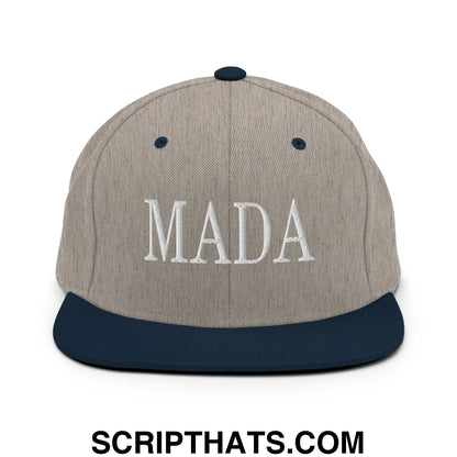 MADA Make America Democrat Again Embroidered Flat Bill Brim Snapback Hat Heather Grey Navy