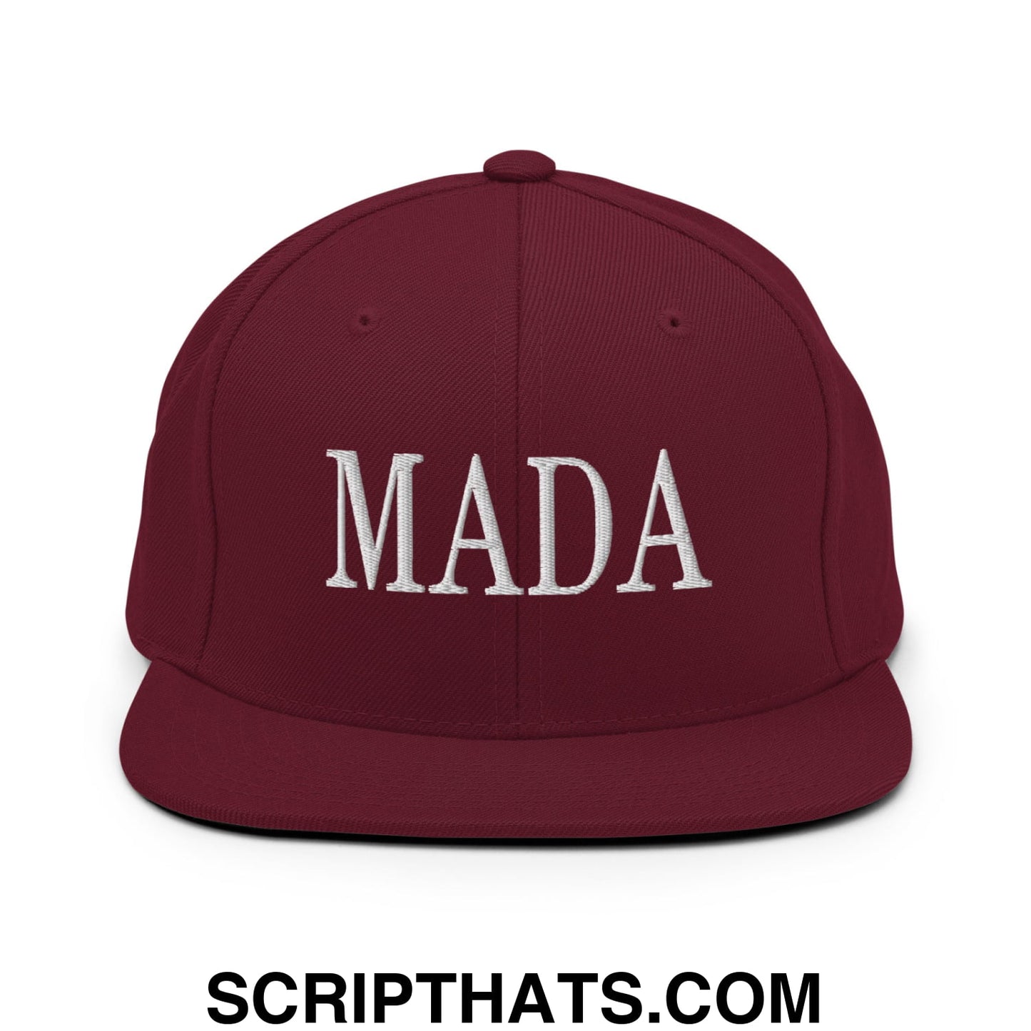 MADA Make America Democrat Again Embroidered Flat Bill Brim Snapback Hat Maroon