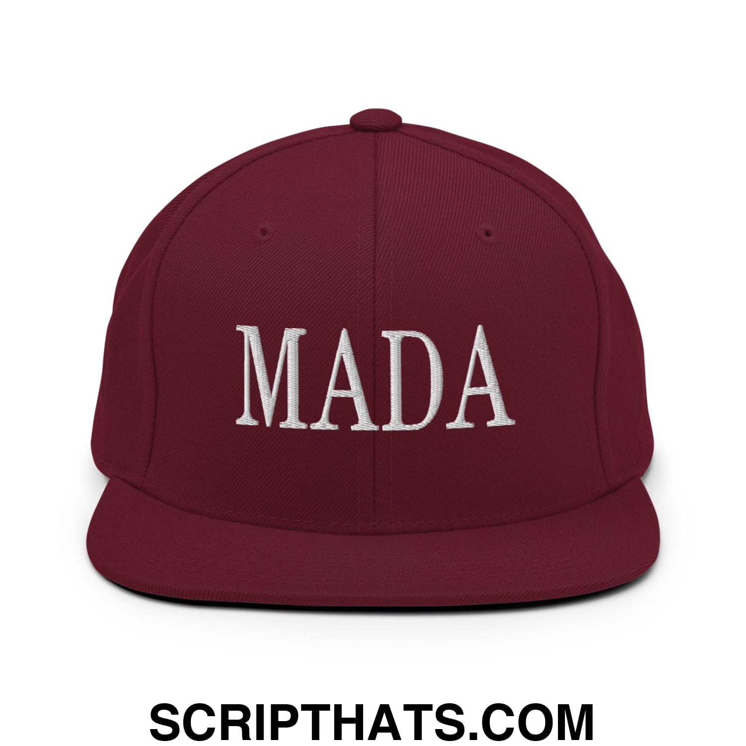 MADA Make America Democrat Again Embroidered Flat Bill Brim Snapback Hat Maroon