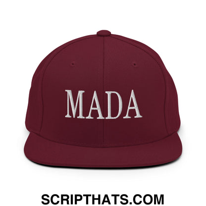 MADA Make America Democrat Again Embroidered Flat Bill Brim Snapback Hat Maroon