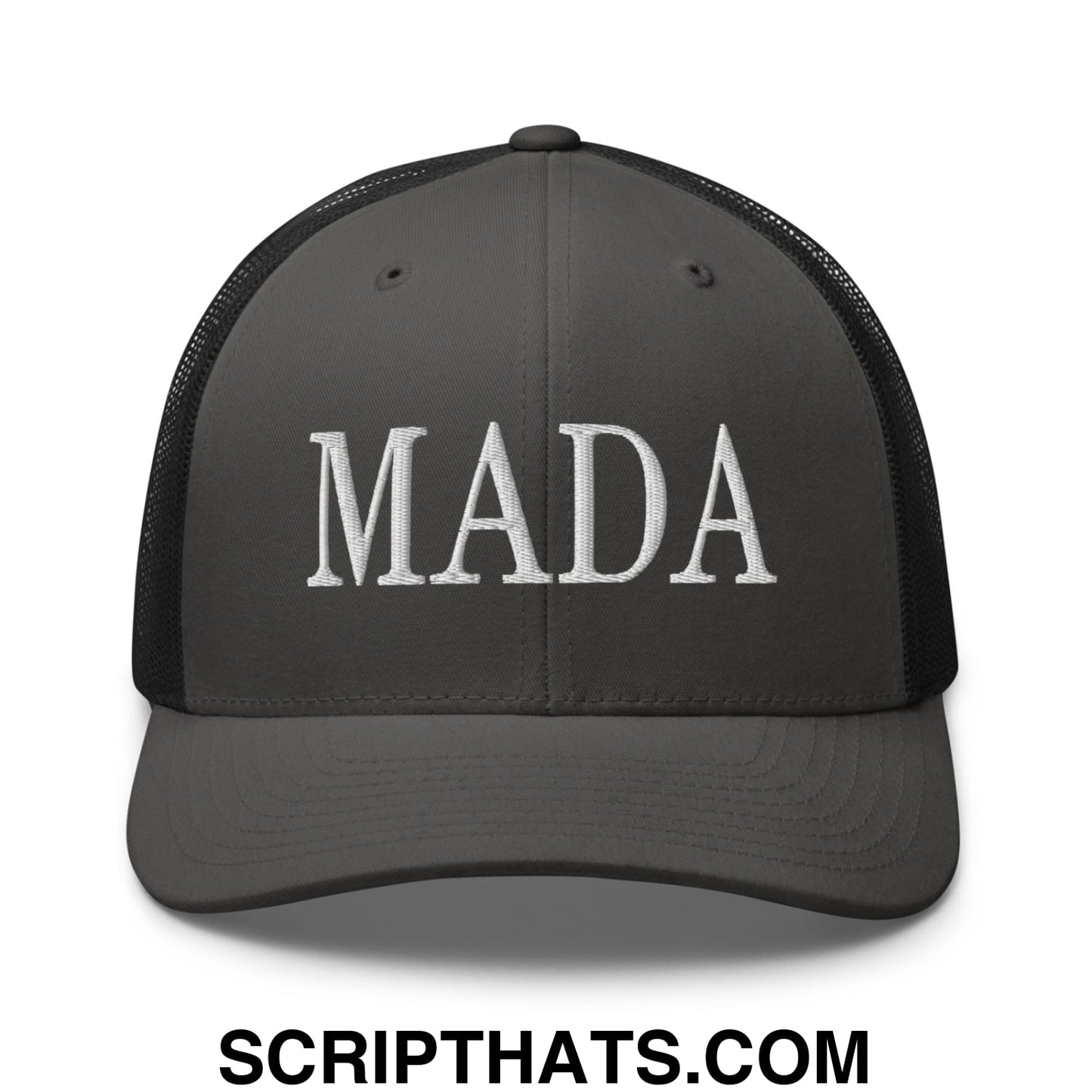 MADA Make America Democrat Again Embroidered Mesh Trucker Hat Charcoal Black