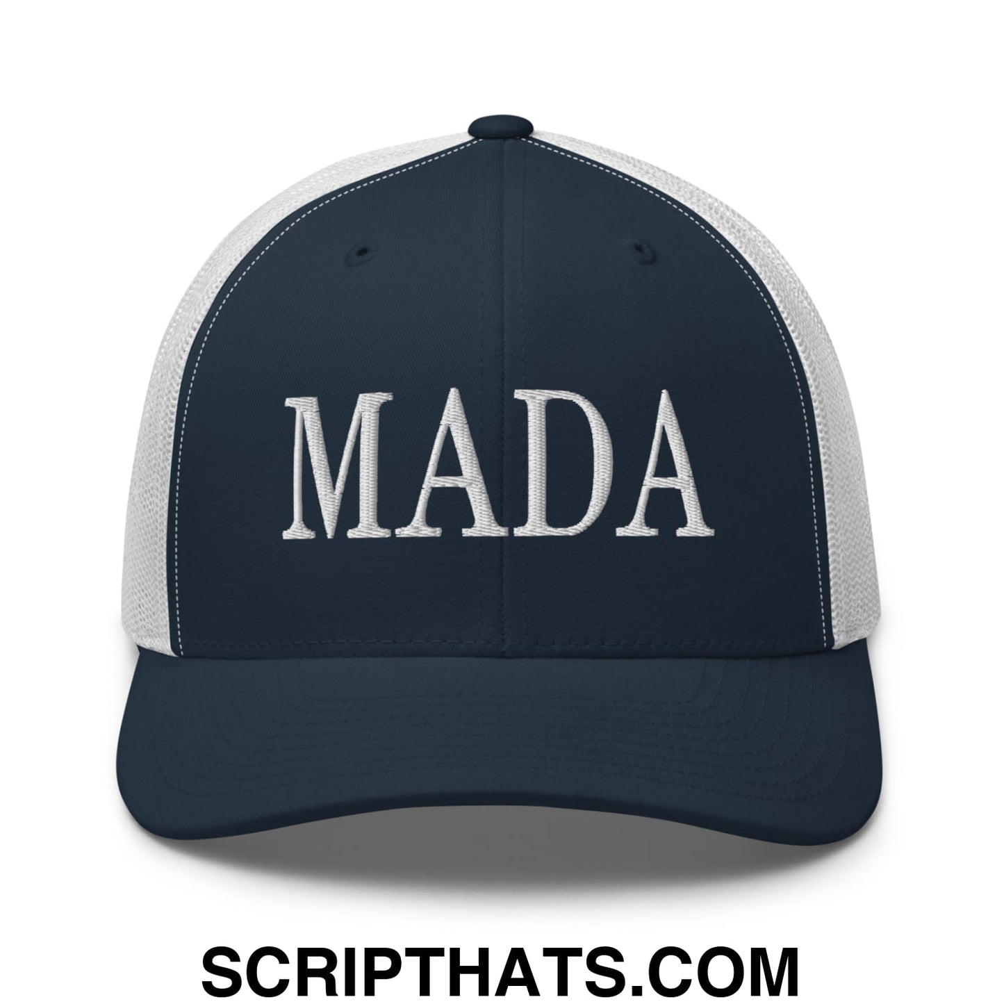 MADA Make America Democrat Again Embroidered Mesh Trucker Hat Navy White