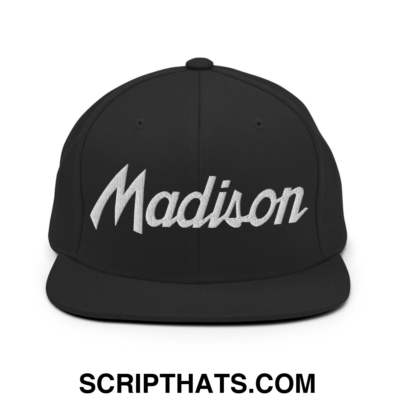 Madison Script Snapback Hat Black