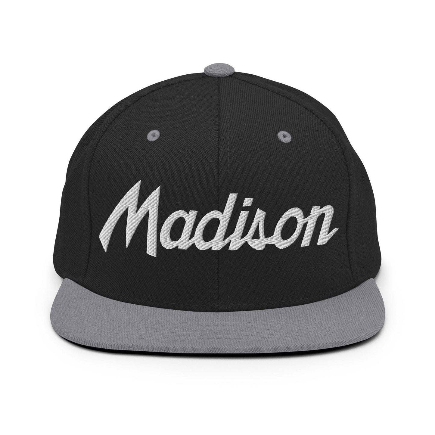 Madison Script Snapback Hat Black/ Silver
