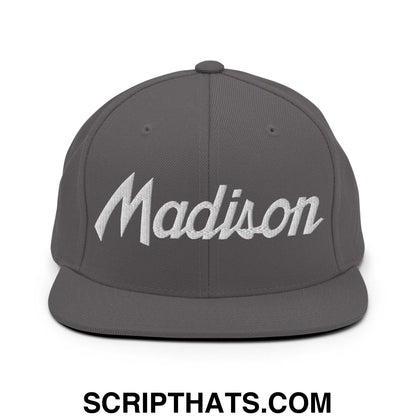 Madison Script Snapback Hat Dark Grey