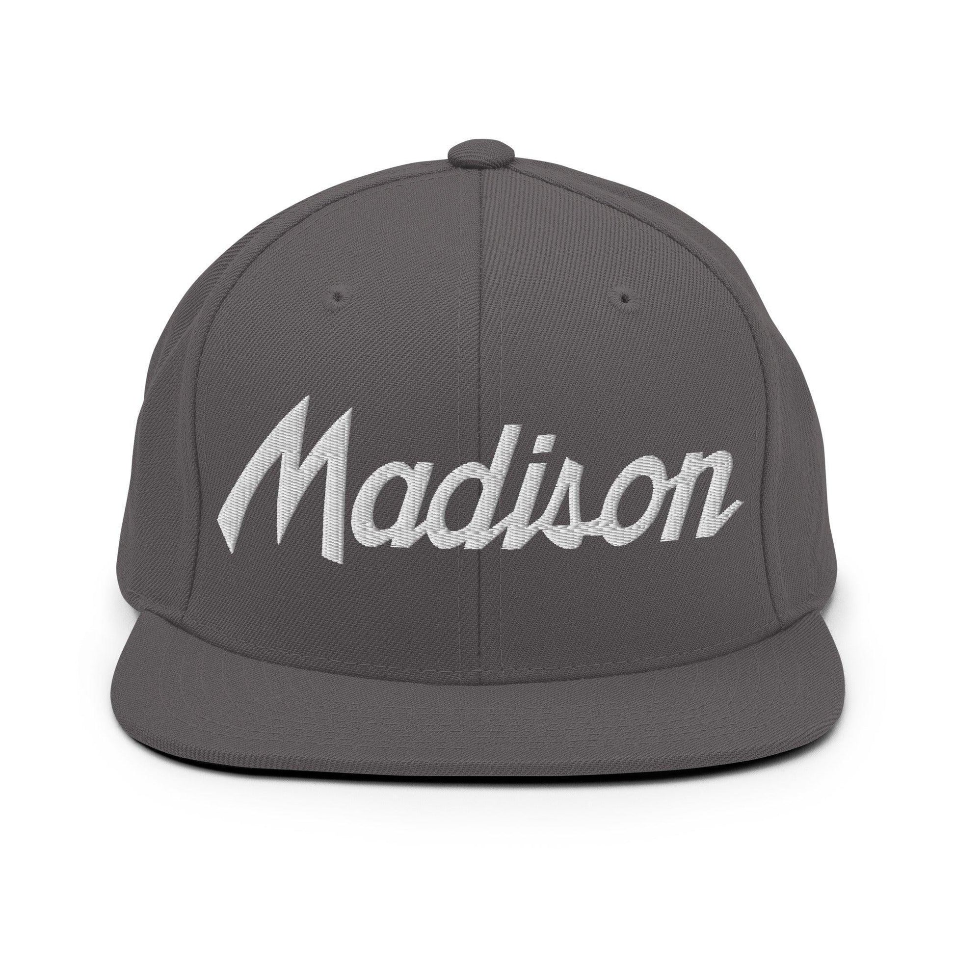Madison Script Snapback Hat Dark Grey