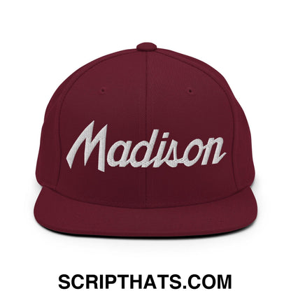 Madison Script Snapback Hat Maroon