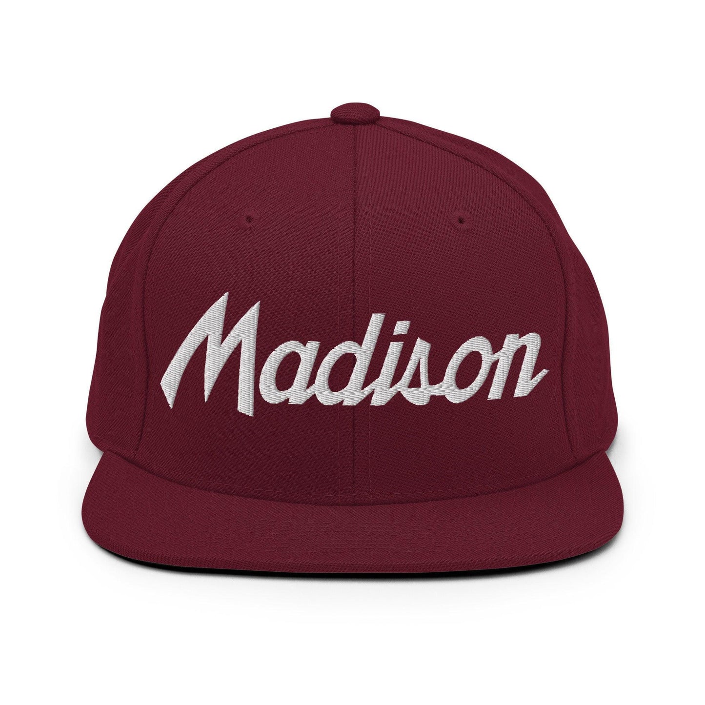 Madison Script Snapback Hat Maroon