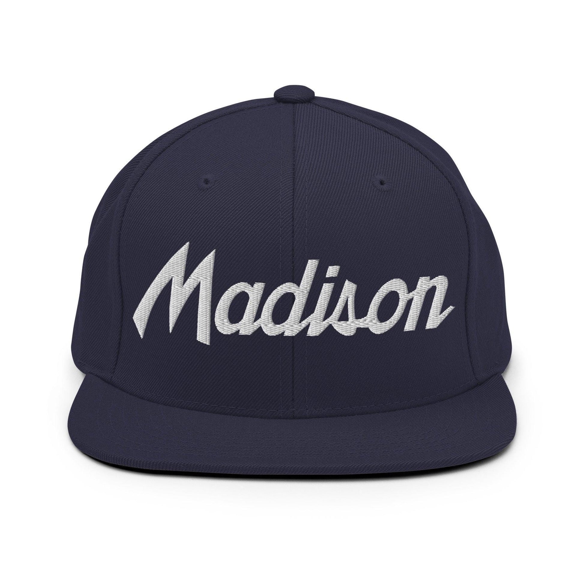 Madison Script Snapback Hat Navy