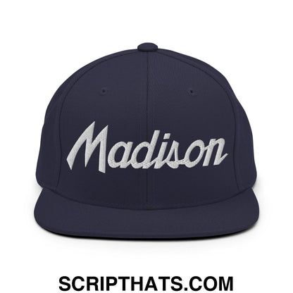Madison Script Snapback Hat Navy
