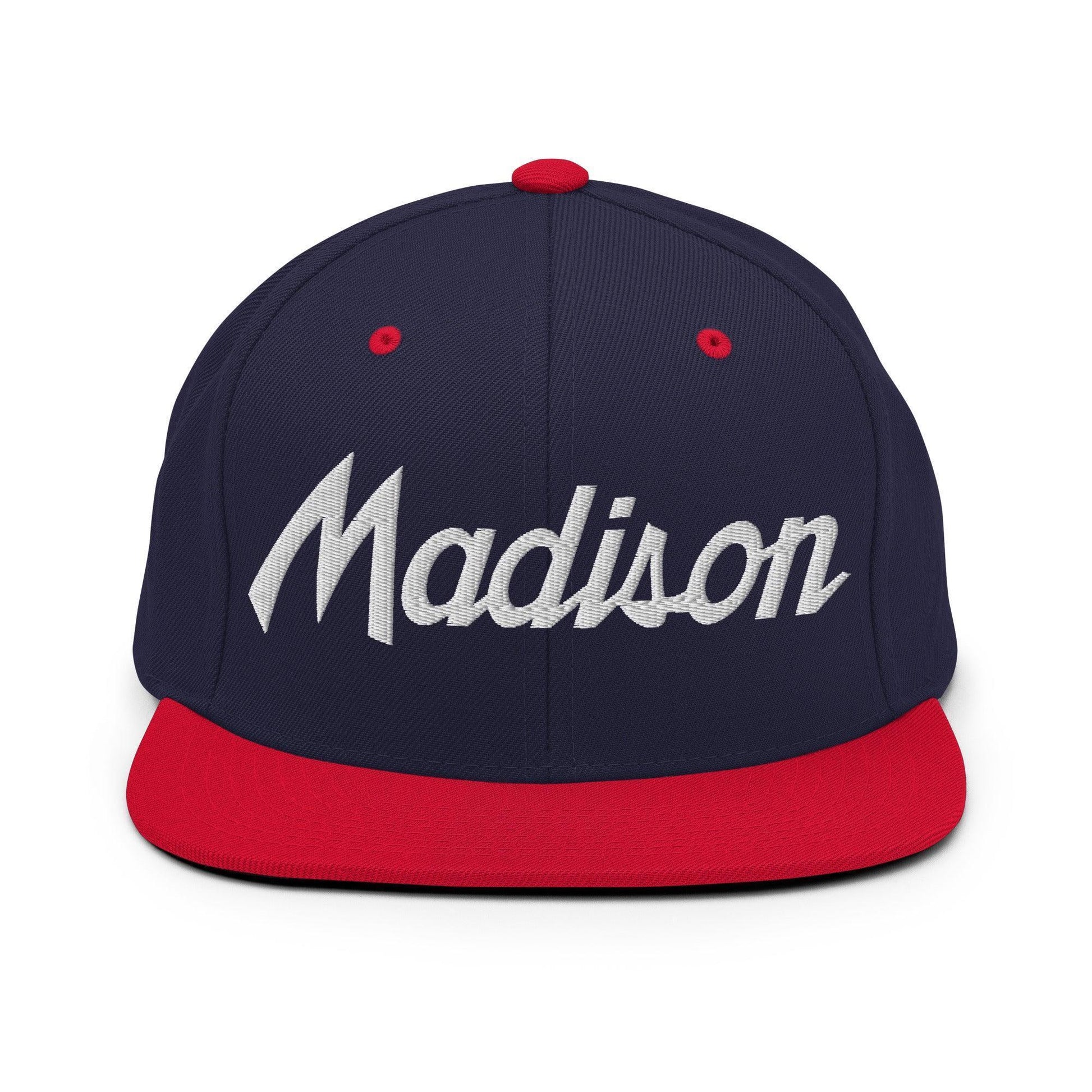 Madison Script Snapback Hat Navy/ Red