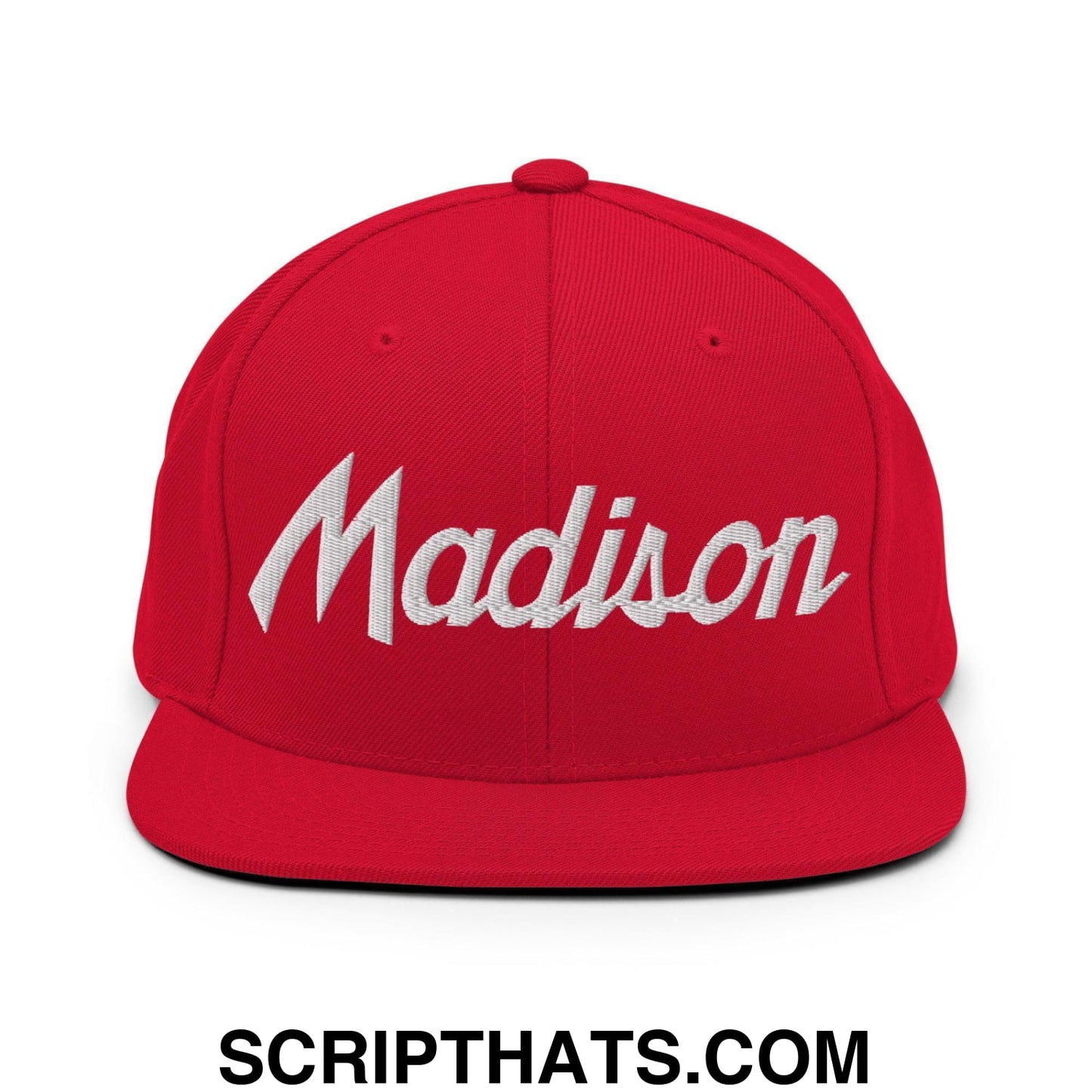 Madison Script Snapback Hat Red