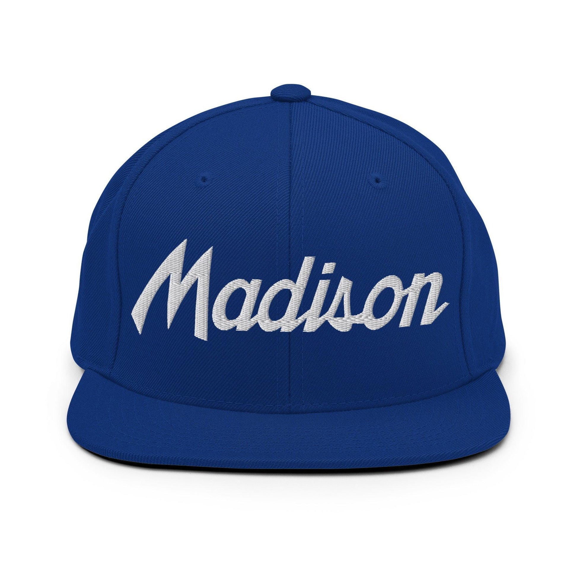 Madison Script Snapback Hat Royal Blue