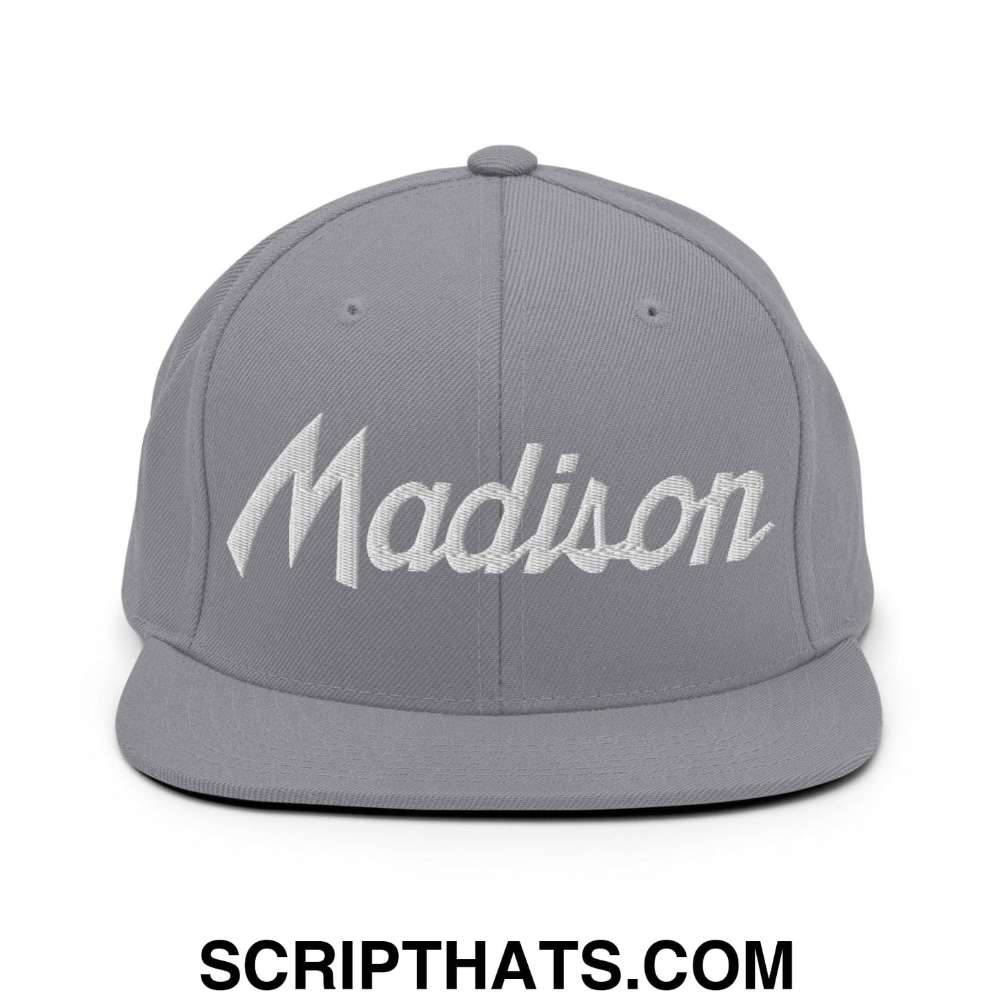 Madison Script Snapback Hat Silver