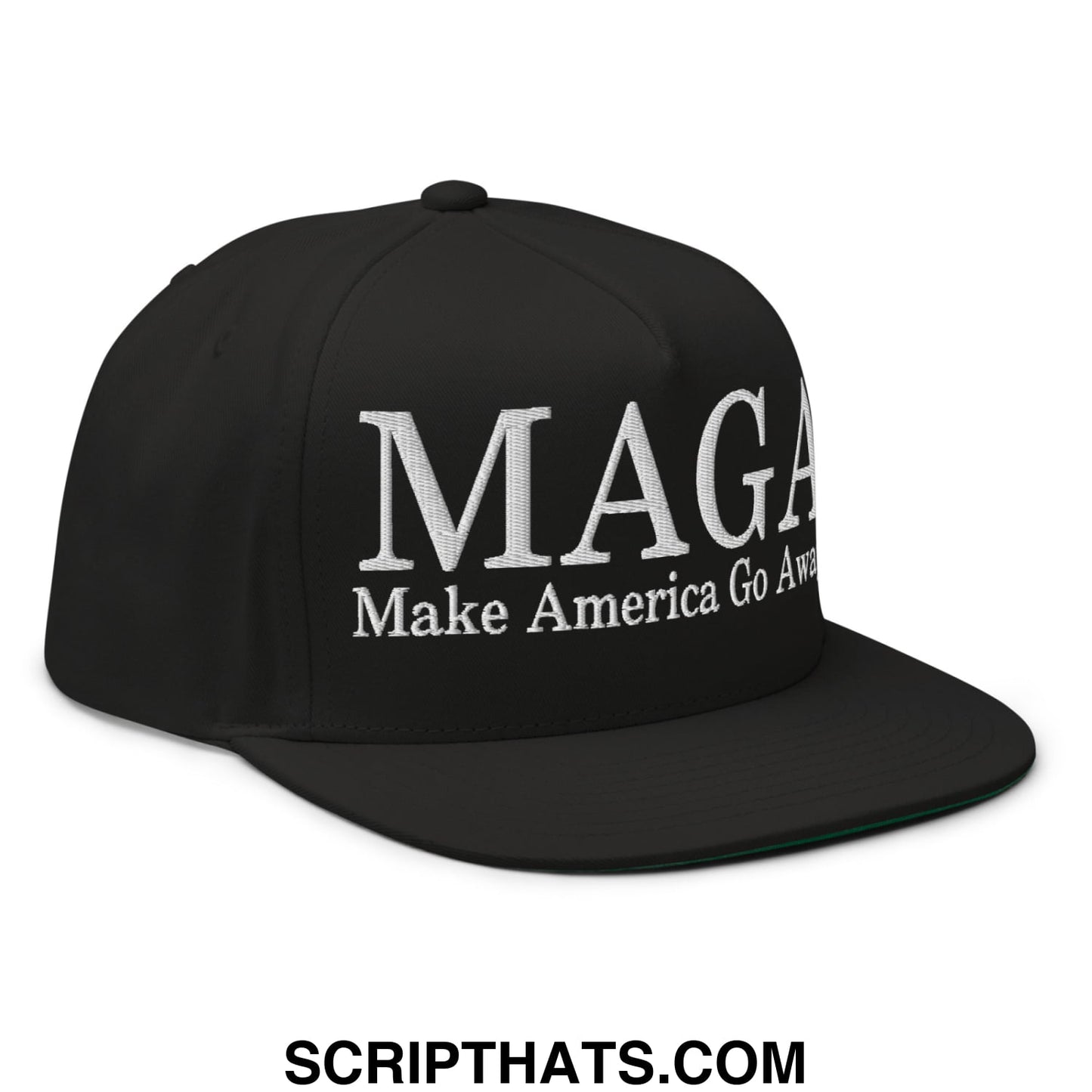 MAGA Make America Go Away Canada Flag Embroidered Flat Bill Brim 5 Panel Snapback Hat Black