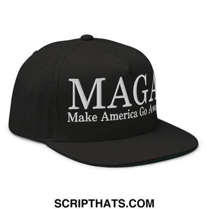 MAGA Make America Go Away Canada Flag Embroidered Flat Bill Brim 5 Panel Snapback Hat Black