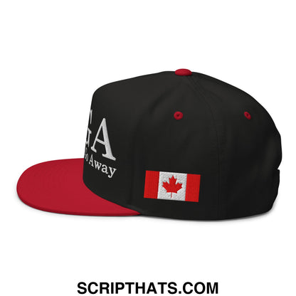 MAGA Make America Go Away Canada Flag Embroidered Flat Bill Brim 5 Panel Snapback Hat Black Red