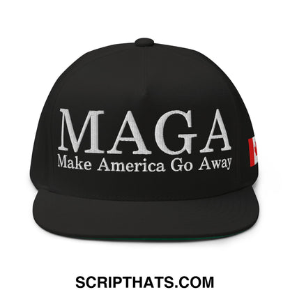 MAGA Make America Go Away Canada Flag Embroidered Flat Bill Brim 5 Panel Snapback Hat Black