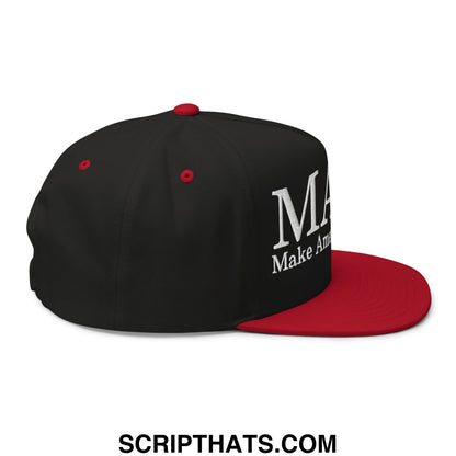 MAGA Make America Go Away Canada Flag Embroidered Flat Bill Brim 5 Panel Snapback Hat Black Red