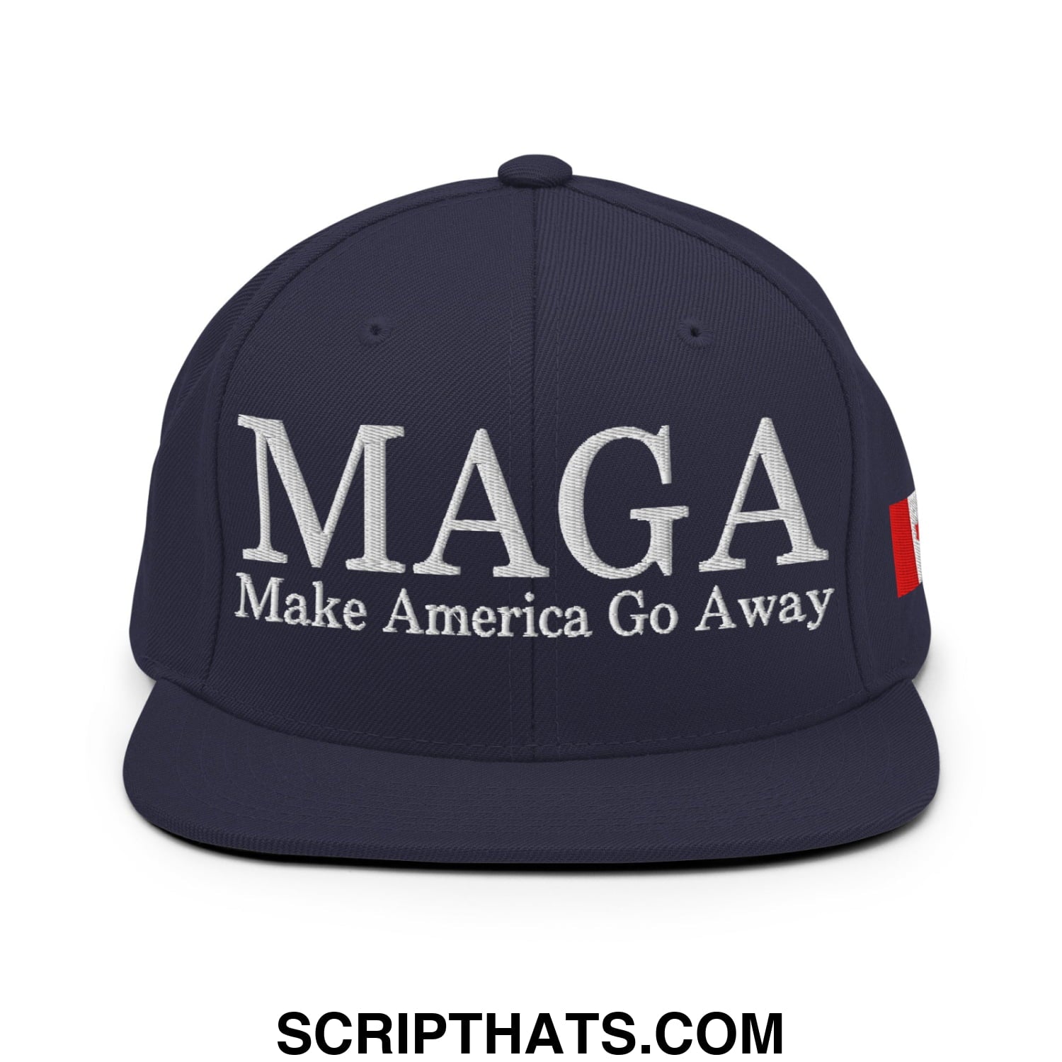 MAGA Make America Go Away Canada Flag Embroidered Flat Bill Brim Snapback Hat Navy