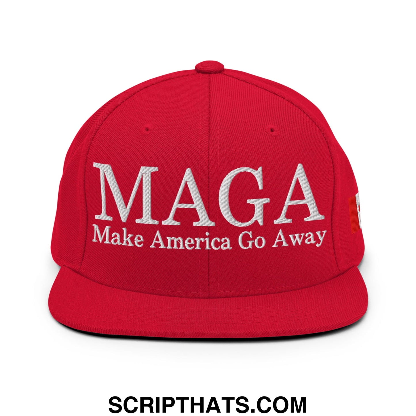 MAGA Make America Go Away Canada Flag Embroidered Flat Bill Brim Snapback Hat Navy Red