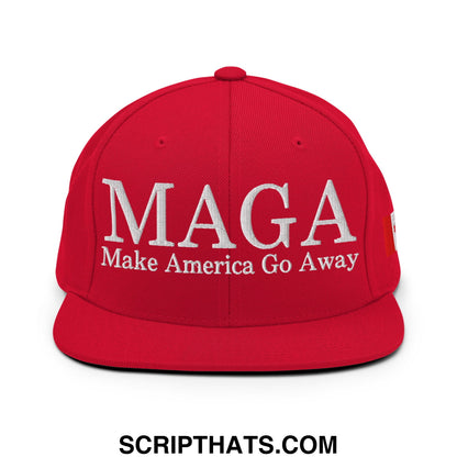 MAGA Make America Go Away Canada Flag Embroidered Flat Bill Brim Snapback Hat Navy Red