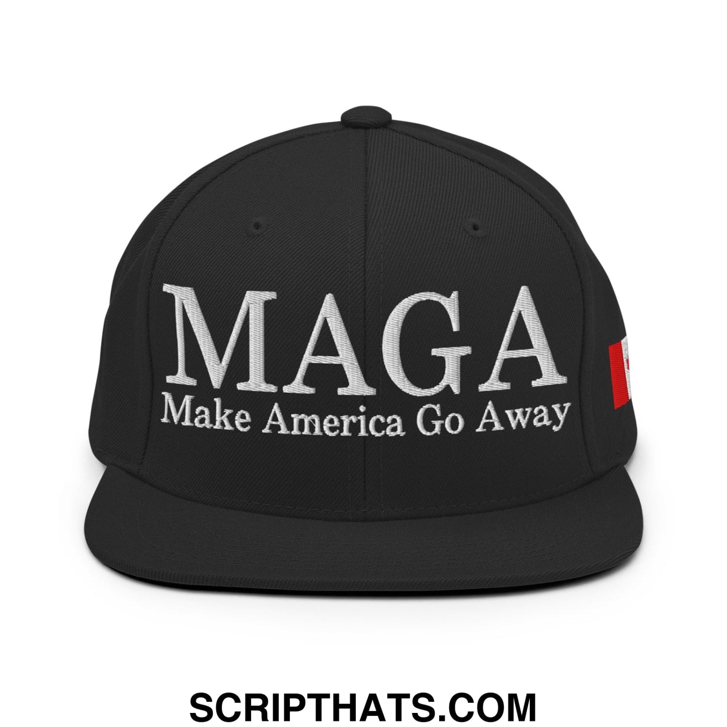 MAGA Make America Go Away Canada Flag Embroidered Flat Bill Brim Snapback Hat Black