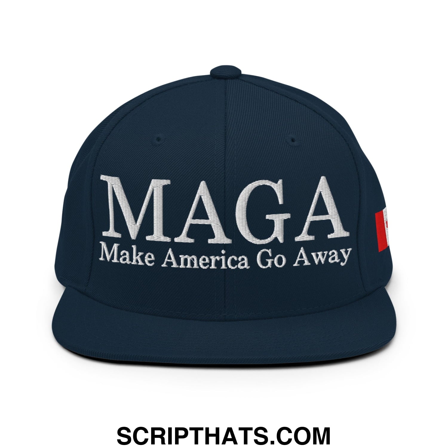 MAGA Make America Go Away Canada Flag Embroidered Flat Bill Brim Snapback Hat Dark Navy
