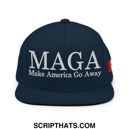 MAGA Make America Go Away Canada Flag Embroidered Flat Bill Brim Snapback Hat Dark Navy