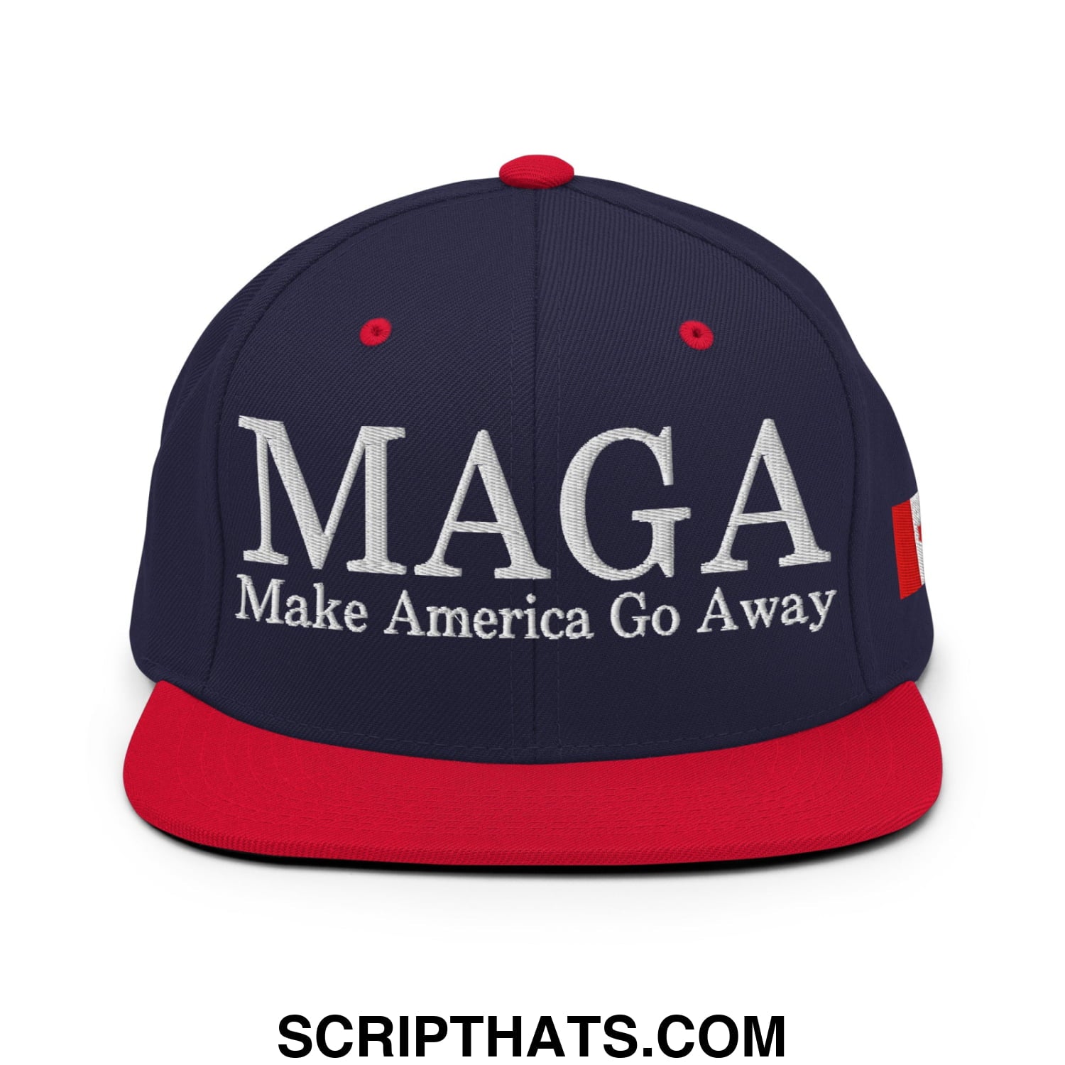 MAGA Make America Go Away Canada Flag Embroidered Flat Bill Brim Snapback Hat Navy