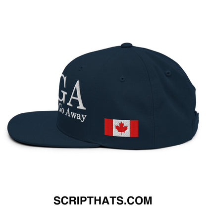 MAGA Make America Go Away Canada Flag Embroidered Flat Bill Brim Snapback Hat Dark Navy