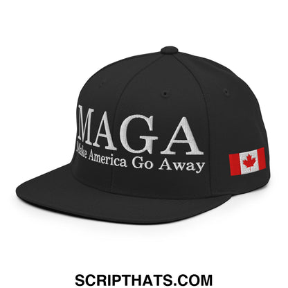 MAGA Make America Go Away Canada Flag Embroidered Flat Bill Brim Snapback Hat Black