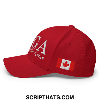MAGA Make America Go Away Canada Flag Embroidered Stretch Fit Baseball Hat Red