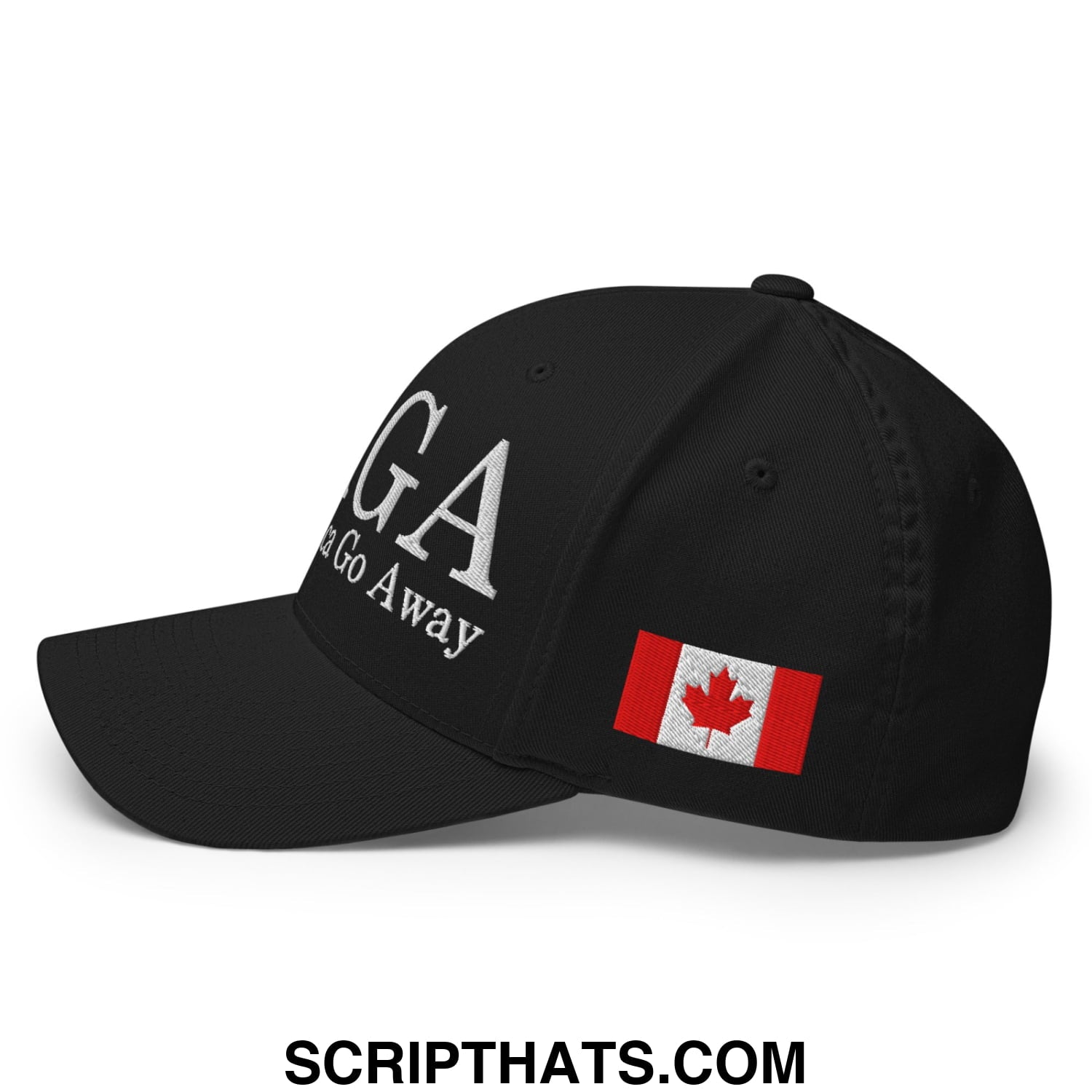 MAGA Make America Go Away Canada Flag Embroidered Stretch Fit Baseball Hat Black
