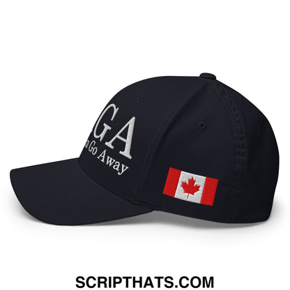 MAGA Make America Go Away Canada Flag Embroidered Stretch Fit Baseball Hat Dark Navy