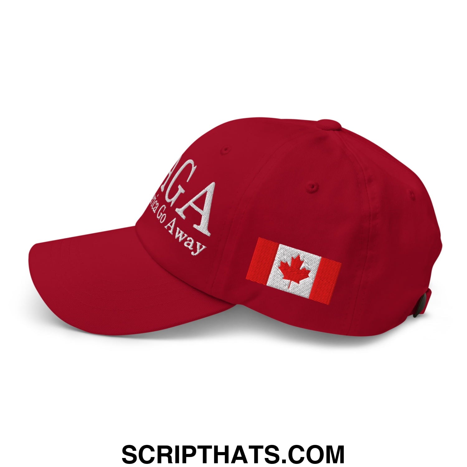 MAGA Make America Go Away Canada Flag Embroidered Unstructured Dad Hat Cranberry