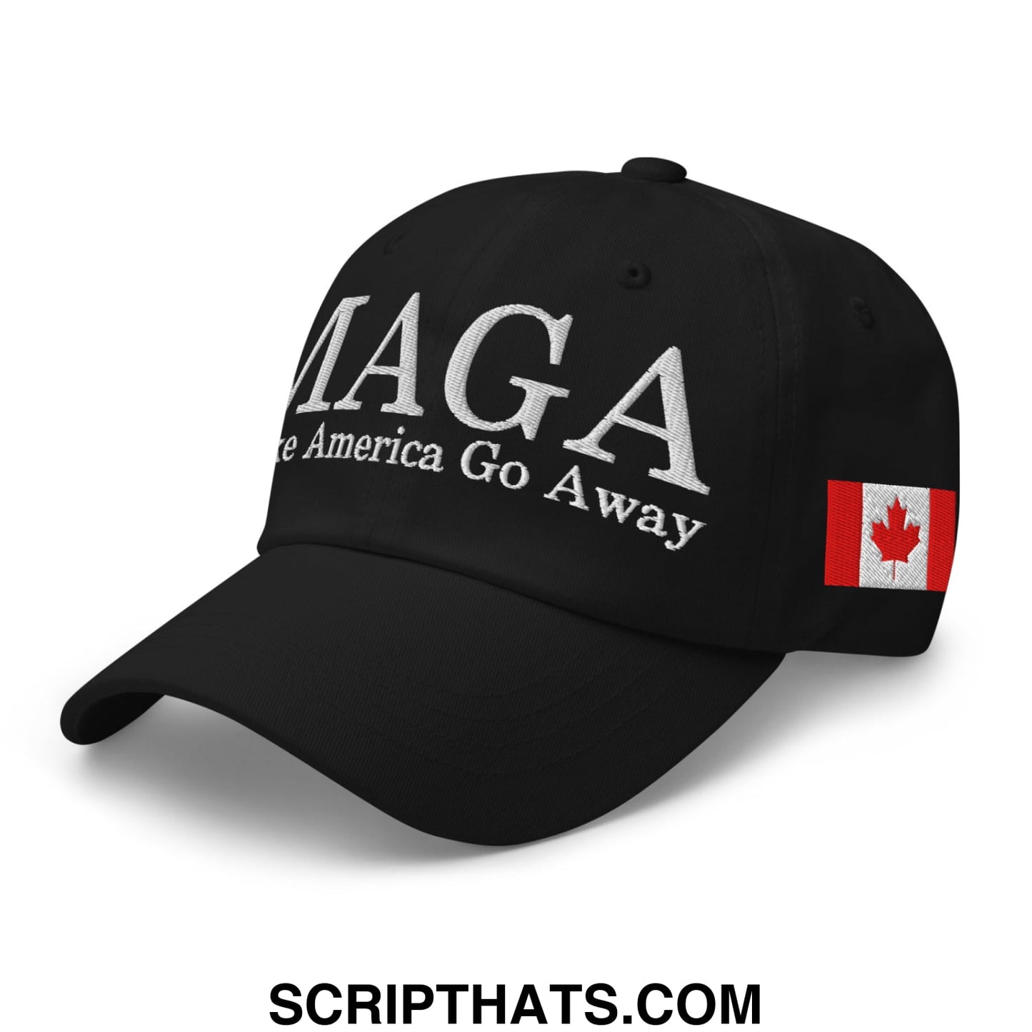 MAGA Make America Go Away Canada Flag Embroidered Unstructured Dad Hat Black