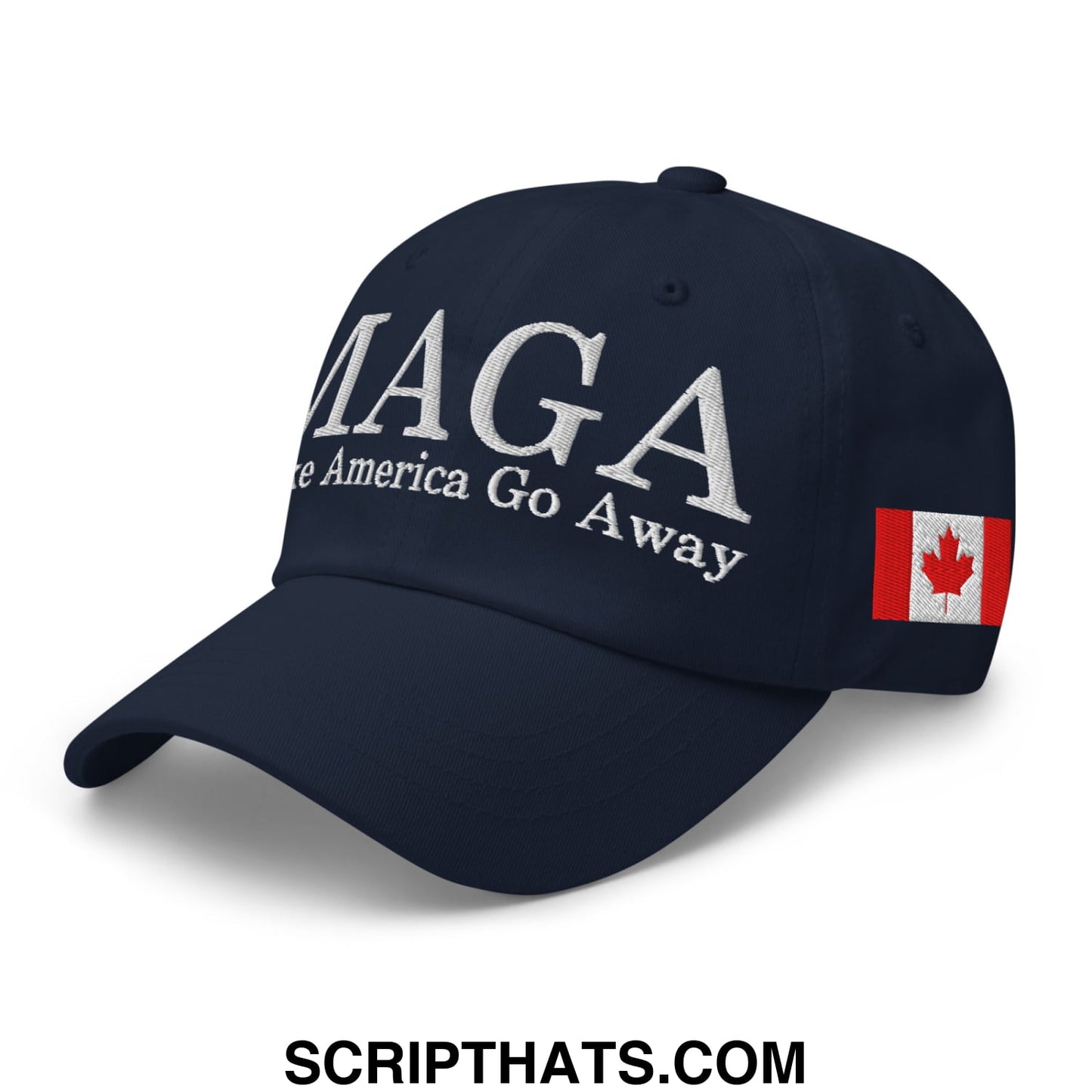 MAGA Make America Go Away Canada Flag Embroidered Unstructured Dad Hat Navy
